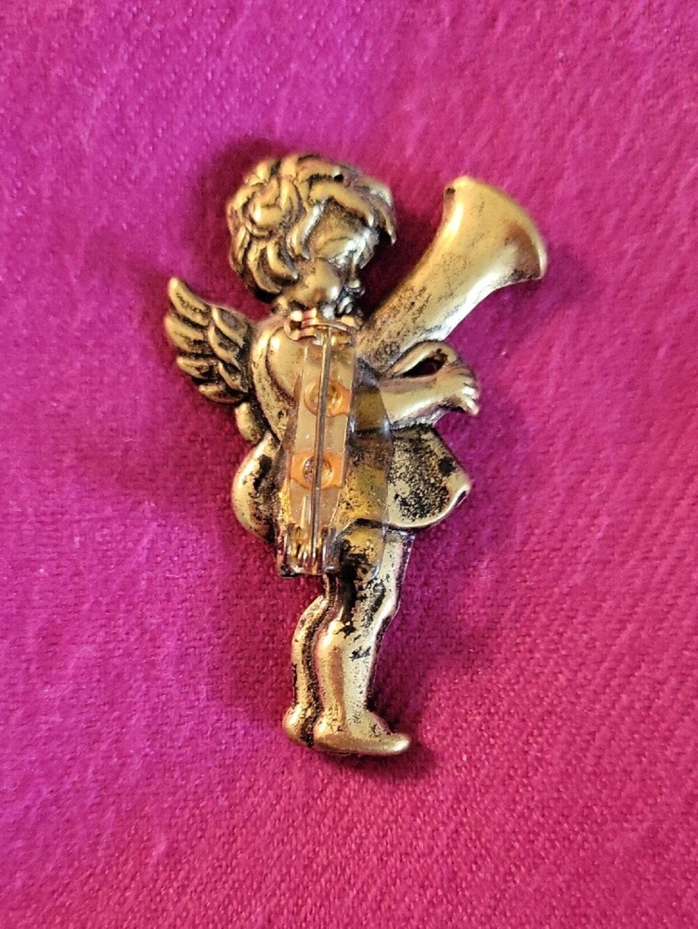 Gold Angel Trumpet Pin - Women's Accessories - Picture 2 of 2